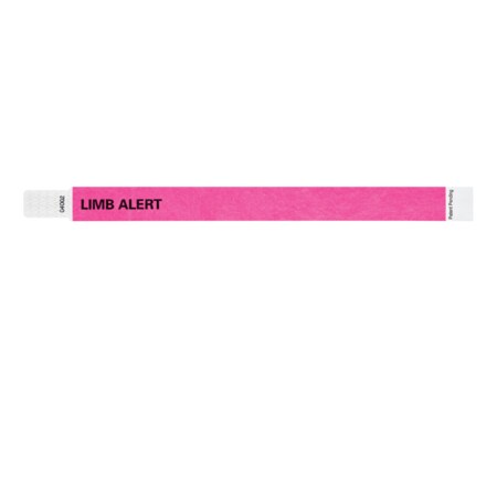Nevs Wristband - Tyvek - Limb Alert 1" x 10" Pink w/White WB-0020